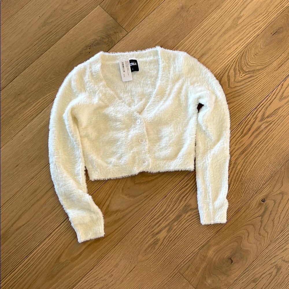 Katie J NYC Cream Fuzzy Sweater